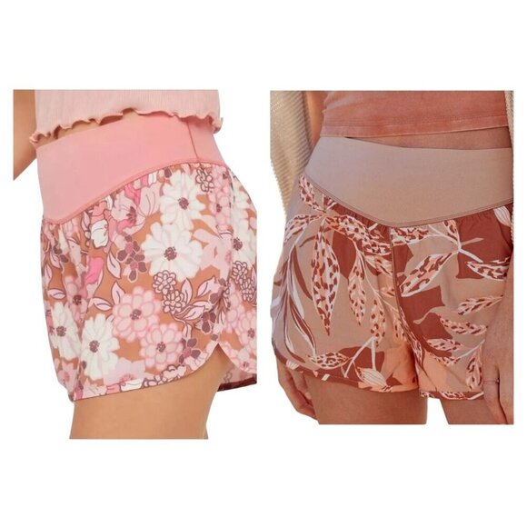 Aerie Offline Lot of 2 Real Me Shorts Apricot Wash Pink Floral Size L - Picture 1 of 16